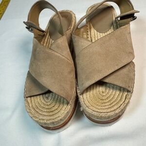 Marc Fisher Ltd Suede Espadrille Platform Sandals Boho Coastal Size 7